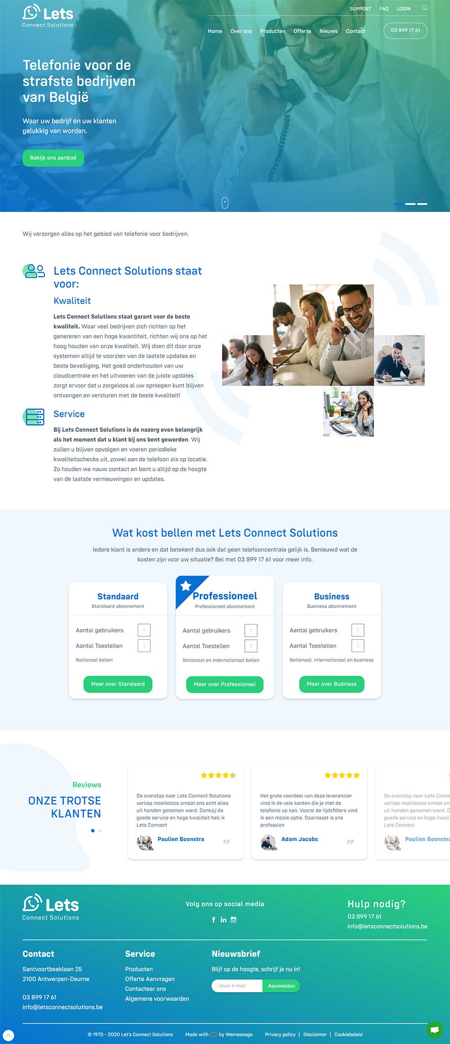Let's Connect Solutions website voorbeeld op desktop formaat